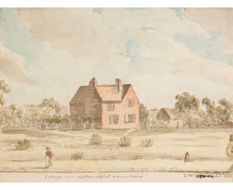 Domestic Architecture. Cottage near Sutton-colefield, Warwickshire, 1802, watercolour on wove paper, depicting an L-shaped re