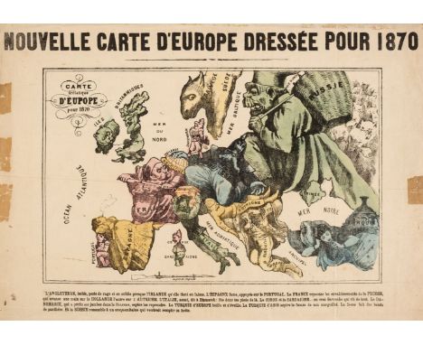 Europe. Hadol (Paul), Nouvelle Carte D' Europe Dressée pour 1870, circa 1870, engraved allegorical map with contemporary hand