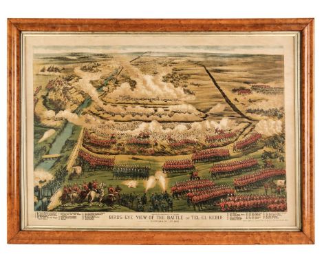Military. Birds Eye View of the Battle of Tel-El-Kebir, G. W. Bacon &amp; Co. 1882, chromolithograph, slight dust soiling, 50