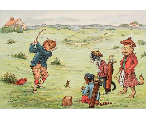 Wain (Louis). A set of four golfing prints, The Drive, The Approach, The Putt [and] Holed Out, circa 1920, together four chro