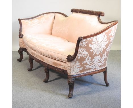 A 20th century pink upholstered sofa, of Georgian design, 220cm