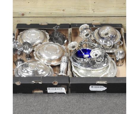A collection of silver plated items, to include serving dishes and an epergne