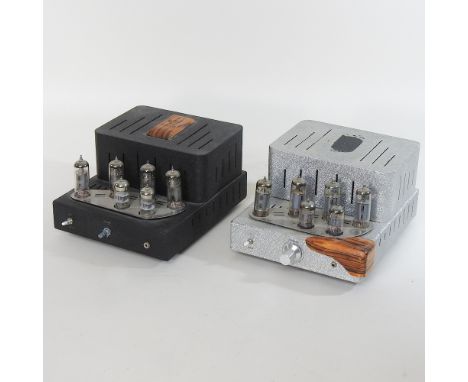 A vintage Meng valve amplifier, 19cm, together with another valve amplifier
