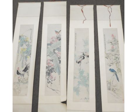A Chinese scroll, together with three others