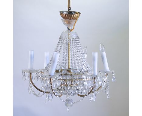 A glass six branch chandelier, 57cm diameter