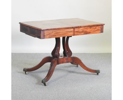 A Regency mahogany and ebony strung sofa table, 88cm