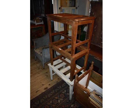 Three vintage luggage stands including a painted example (3).