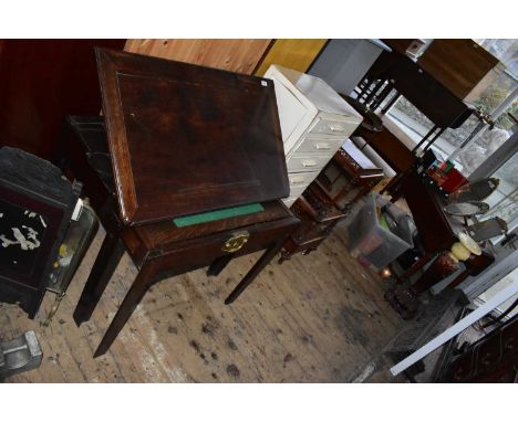 A Georgian mahogany architect's table with pull-out front and lift-up top, width 95cm.Condition Report: Age related wear thro