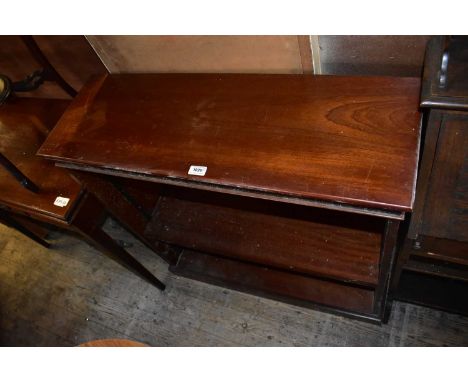 A reproduction mahogany dwarf open fronted bookcase with single adjustable shelf, on plinth base, width 90cm, depth 30cm, hei