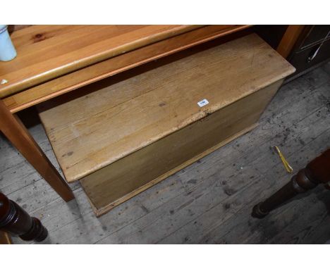 An old pine blanket chest on plinth base, width 98cm, depth 47cm.