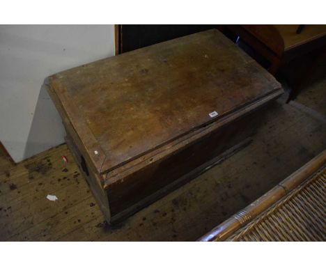 A Victorian pine blanket chest on plinth base, width 104cm, depth 60cm, height 58cm.