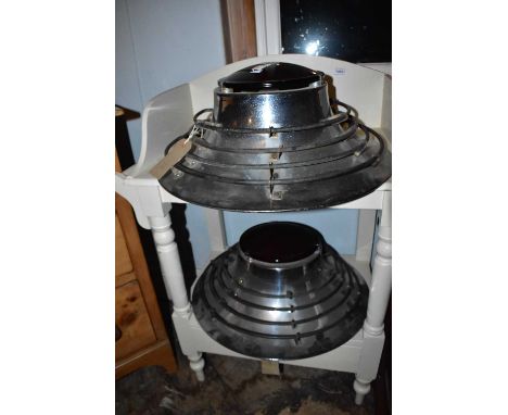 Two vintage heat lights, diameter 46cm.