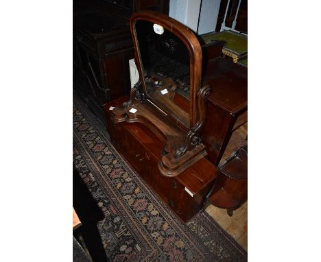 A Victorian swing dressing table mirror, together with inlaid two door cabinet (2).