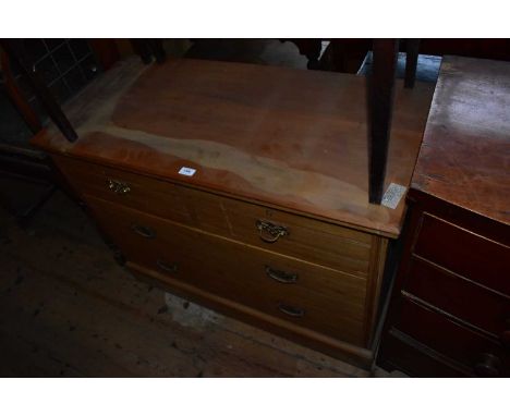 An early 20th century satin walnut chest of two short over two long drawers, on plinth base, width 106cm, depth 49cm, height 