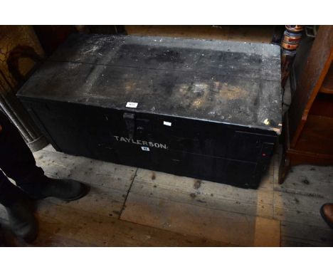 A vintage painted pine sea chest inscribed 'Taylerson' to the front, with rope handles, width 99cm.