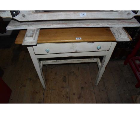 A painted pine side table with single drawer on block legs, width 82cm, height 78cm.