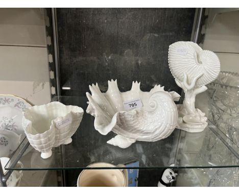 Three pieces of shell design Royal Worcester porcelain 