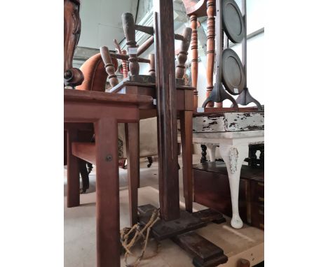 A coffee table, a stool and an oak standard lamp. 