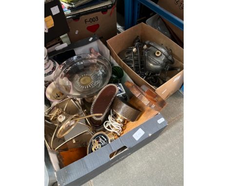 Assorted pottery and glass including Wade, silver plated items etc. - 2 boxes. 