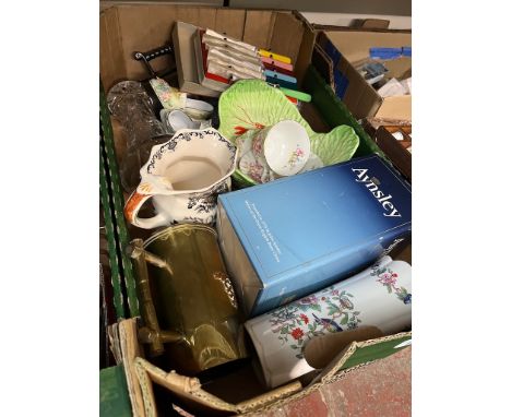Assorted items including Royal Albert, boxed vintage butter knives, Mason's, trench art tankard etc 