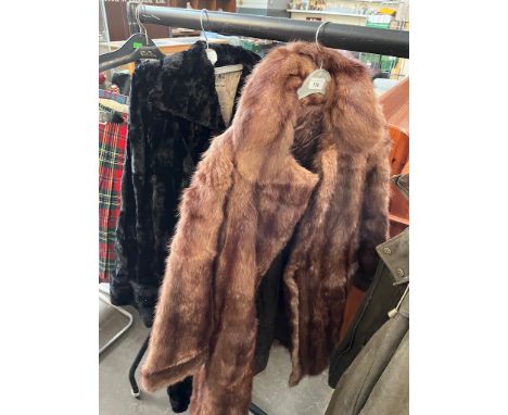 2 fur coats, one marked Scotch Mole 