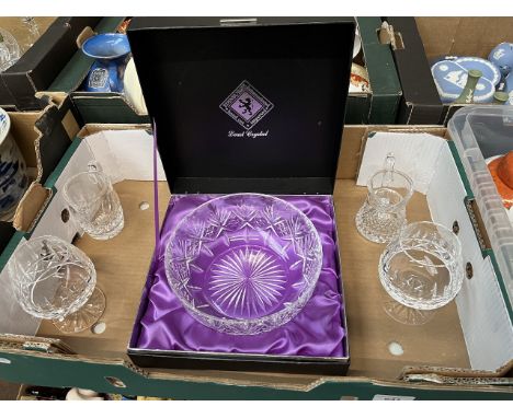 Waterford crystal - pair of Kylemore brandy balloons and 2 cream jugs, together with a boxed Edinburgh Crystal bowl 21cm diam