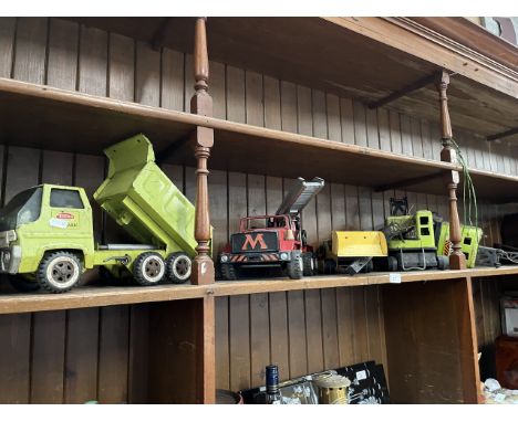 5 vintage Tonka toys to include cranes, fire engine, etc. 