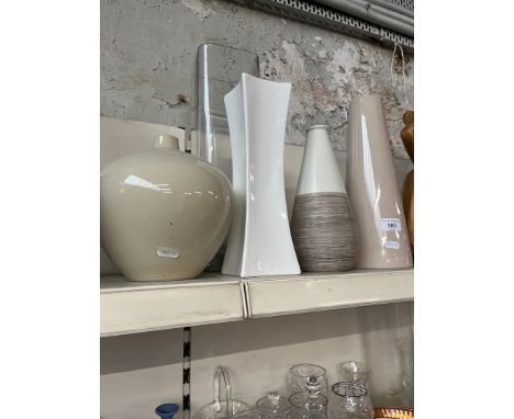 Five modern vases, 4 ceramic and 1 glass 