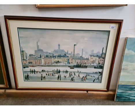 A print after Lowry, 59cm x 39cm, glazed and framed. 