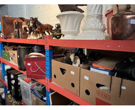 A selection of vintage handbags, cases, etc, 2 boxes of various shoes, quantity of Ascot type ladies hats and 3 vintage hat b