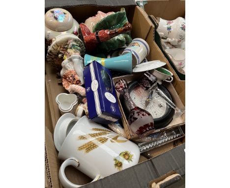 Assorted items including Wedgwood, Royal Worcester, Portmeirion and Maling with a good quality large metal and glass hors d'o