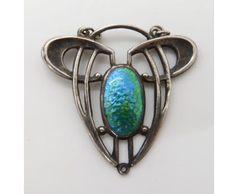 A silver and enamel Charles Horner Art nouveau pendant (lacking chains and drop) dimensions 2.8cm x 3cm. Weight 3.6gms Condit