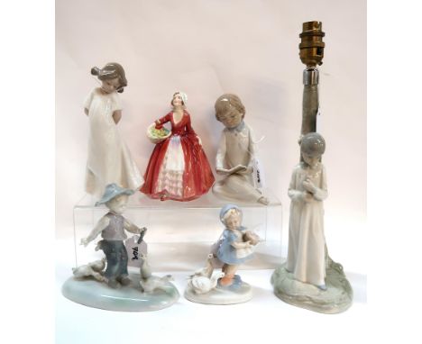 A Doulton figure Janet, two Nao figures of children and three other figures Condition Report: Available upon request