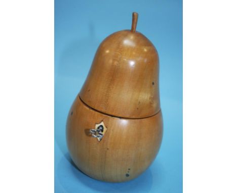 A Treen pear shaped tea caddy