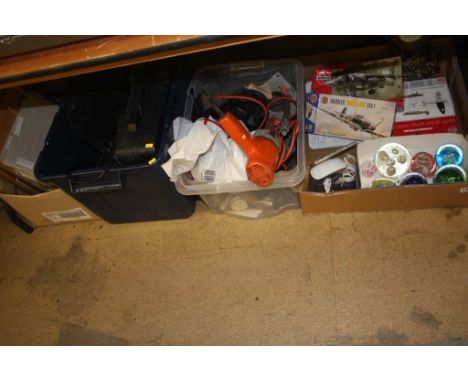 Four boxes of tools, paperweights, pictures etc.