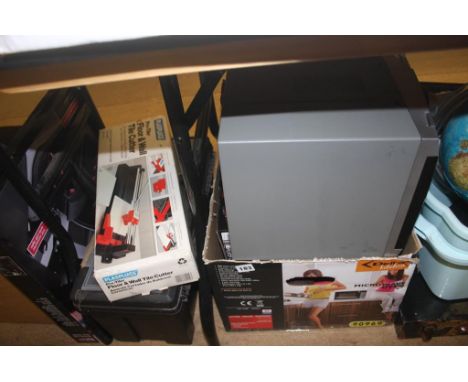 Large quantity of tools and a Phillips stereo, globe etc.