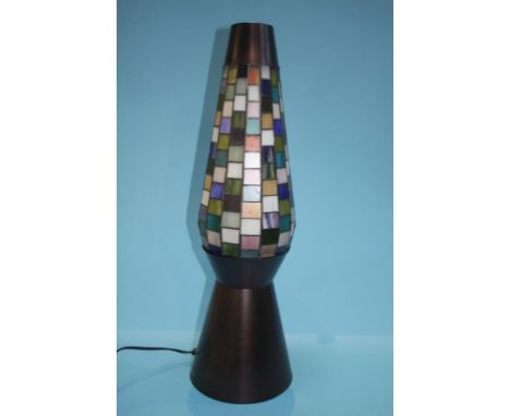 A modern lamp with colourful leaded glass squares