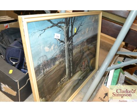 A coloured print after Roland Hilder of a rural scene 