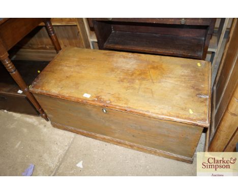 An antique pine trunk fitted candle box to the interior 