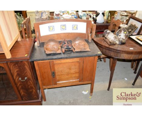 An Edwardian marble topped and tile back washstand 