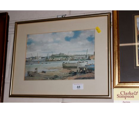 Leonard Russell Squirrell, coloured print of "The Waterfront, Ipswich"