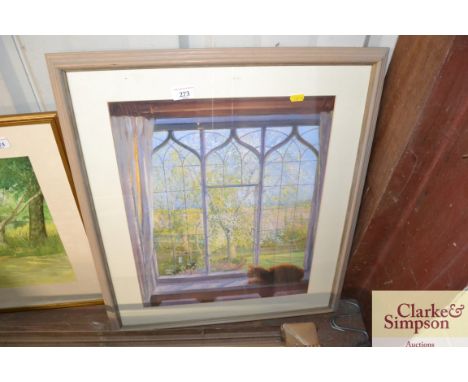 Timothy Easton, print of a cat seated in a window, signed 