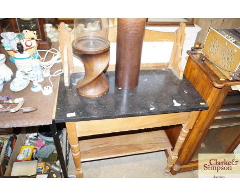 An Edwardian satin walnut marble top and tile back washstand