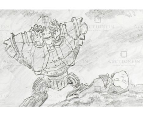 The Iron Giant (1999) - Richard Bazley (lead animator) - an original pencil on paper drawing portraying The Giant, as drawn b