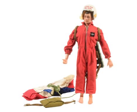 Action Man - a vintage 1960s (1969) Palitoy made Red Devil Action Man. A flock haired example with fixed eyes, red jumpsuit, 