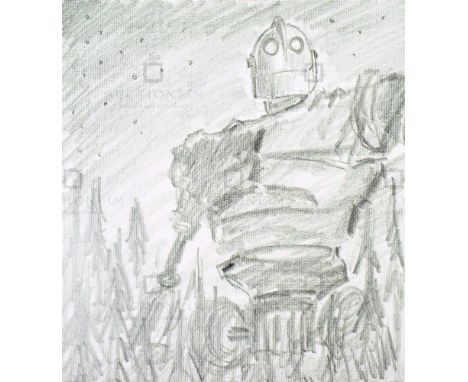 The Iron Giant (1999) - Richard Bazley (lead animator) - an original pencil on paper drawing portraying The Giant, as drawn b