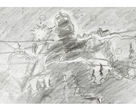 The Iron Giant (1999) - Richard Bazley (lead animator) - an original pencil on paper drawing portraying The Giant, as drawn b