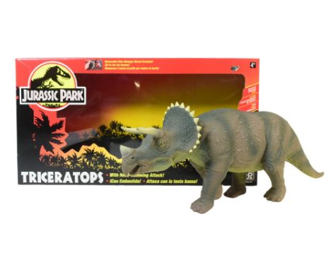 Jurassic Park - an original vintage 1990s Kenner made Jurassic Park Triceratops dinosaur action figure playset with removeabl