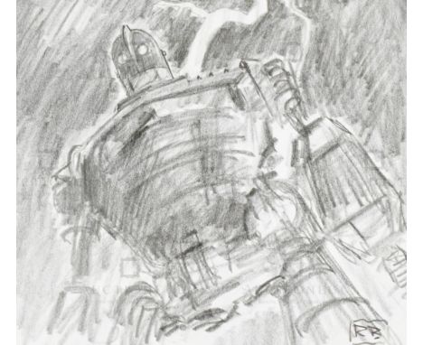 The Iron Giant (1999) - Richard Bazley (lead animator) - an original pencil on paper drawing portraying The Giant, as drawn b