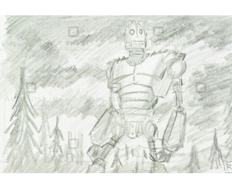 The Iron Giant (1999) - Richard Bazley (lead animator) - an original pencil on paper drawing portraying The Giant, as drawn b